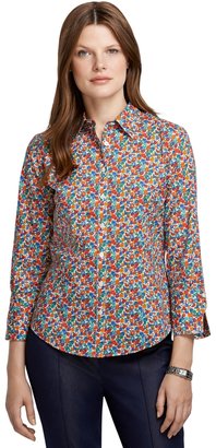 Brooks Brothers Fitted Three-Quarter Sleeve Floral Print Shirt