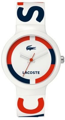 Lacoste Men's white analogue dial branded rubber strap watch