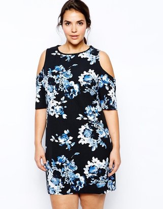 ASOS CURVE Exclusive Cold Shoulder Dress In Floral Print