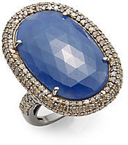 Sapphire, Champagne Diamond & Sterling Silver Ring