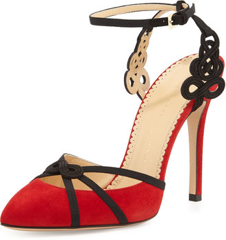 Charlotte Olympia Minx Strappy Ankle-Wrap Pump, Chinese Red