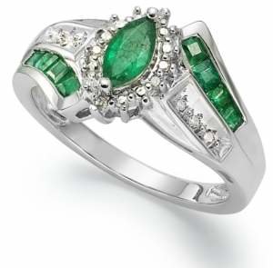 Macy's Precious Gemstone (1-1/5 ct. t.w.) and Diamond Accent Ring in Sterling Silver (in Ruby or Emerald)