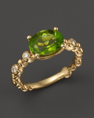 Michael Aram 18K Yellow Gold Single Row Molten Ring with Peridot & Diamond Accents