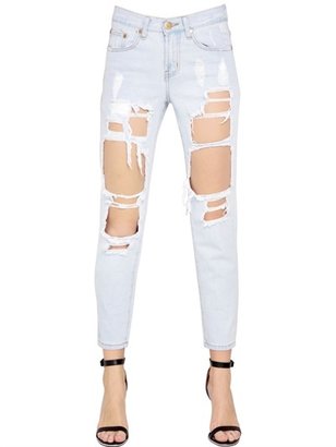 Reverse Ripped Cotton Denim Jeans