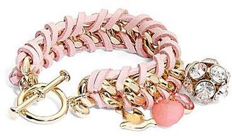 JCPenney Breast Cancer Awareness Gold-Tone & Pink Suede Woven Toggle Bracelet