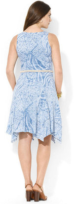 Lauren Ralph Lauren Plus Size Swirl-Print Handkerchief-Hem Dress