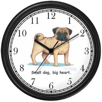 WatchBuddy Pug Dog Cartoon or Comic - JP Animal Wall Clock by Timepieces (White Frame)