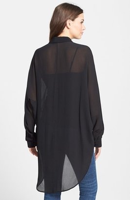 Eileen Fisher The Fisher Project Crinkled Silk Crepe High-Low Shirt