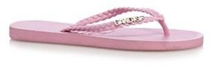 Gandys Pink plaited glitter flip flops