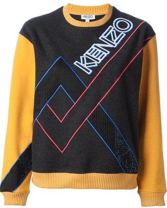 Kenzo embroidered colour block sweater