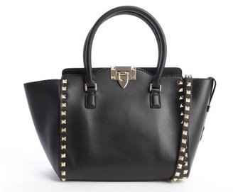Valentino black leather 'Rockstud' studded detail small convertible tote