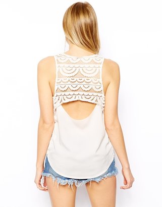 ASOS COLLECTION Tank with Scallop Lace