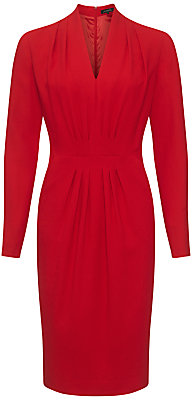 Jaeger Gathered Front Wool Dress, Cherry