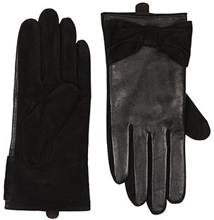 Accessorize Leather And Suede Bow Cuff Glove