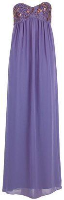 Ted Baker Womens Eltti Strapless Beaded Bust Maxi Dress Lilac