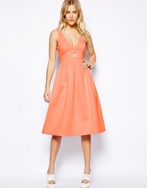 ASOS '50S Midi Dress With Cut Out Detail