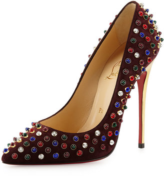 Christian Louboutin Follies Cabo Suede Red Sole Pump, Burgundy