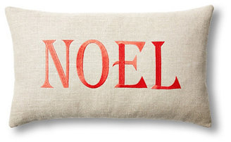 Noël Embroidered 14x20 Linen Pillow