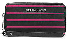 Michael Kors BWT Jet Set Travel Striped Saffiano Leather Wristlet 32F4SVSE7R