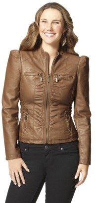 Xhilaration Junior's Puff Sleeve Faux Leather Motorcycle Jacket -Assorted Colors