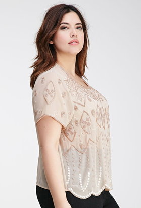 Forever 21 plus size bead-embroidered chiffon top