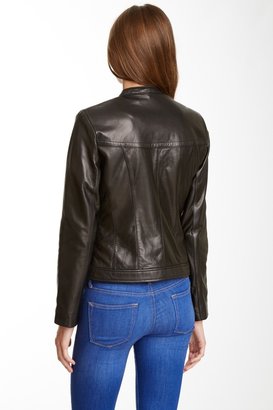 Cole Haan Asymmetrical Zip Leather Jacket