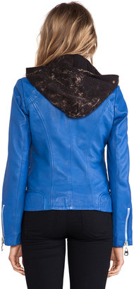Doma Washed Lamb Leather Jacket with Detachable Hood