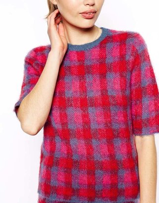 ASOS TALL Check Sweater In Brushed Mohair