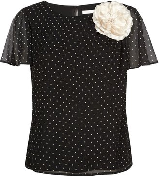 Jacques Vert Spot print corsage blouse