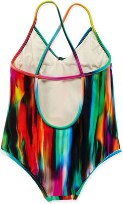 Milly Minis Brushstroke One-Piece Swimsuit, Multi, 2-7