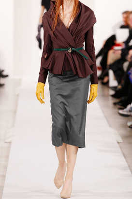 Oscar de la Renta Wool-blend flannel pencil skirt