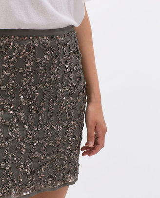 Zara 29489 Mini Cut-Out Skirt With Sequins