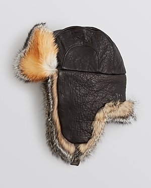Crown Cap Leather Fur Aviator Hat