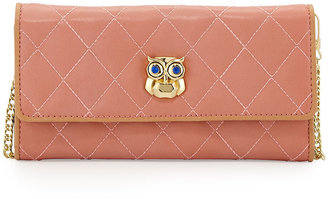 Love Moschino Quilted Faux-Leather Owl Wallet Clutch, Pink/Nude