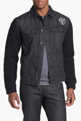 Insight 'Revival' Denim Jacket with Knit Sleeves
