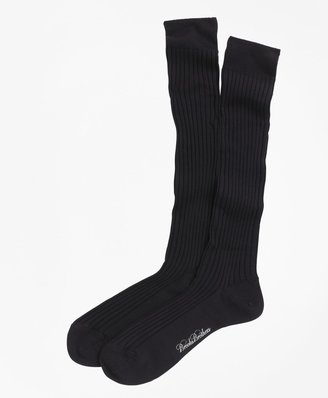 Brooks Brothers Merino Wool Ribbed Over-the-Calf Socks