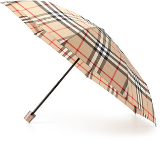 Burberry Check-Print Folding Umbrella, Camel