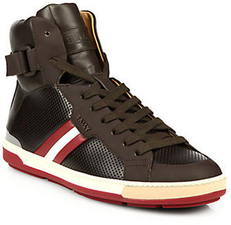 Bally Aikane Perforated Leather High-Top Sneakers