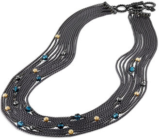 David Yurman Multi-Row Chain Necklace with Hematine and Garnet