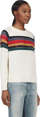 Band Of Outsiders Ivory Merino Wool Striped Sweater