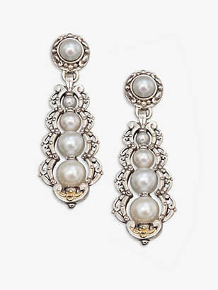 Konstantino Cultured Pearl, Sterling Silver and 18K Yellow Gold Drop Earrings
