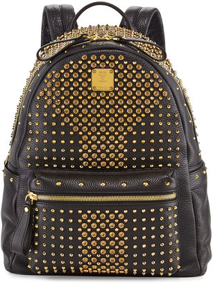 MCM Stark Special Crystal-Studded Backpack, Black