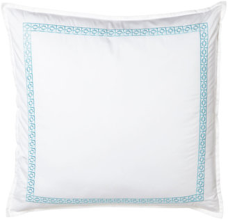 Trina Turk Turquoise Trellis Pillow with Floral Embroidery, 20"Sq.
