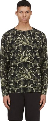 Green & Black Marcelo Burlon County of Milan Snake Print Sweatshirt