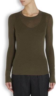 Citizens of Humanity Olive green fine knit cashmere jumper