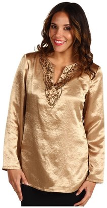Jones New York L/S Embellished Tunic (Frosted Gold) - Apparel