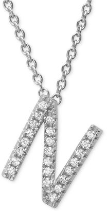 Crislu Platinum Over Sterling Silver Cubic Zirconia "N" Initial Pendant Necklace (1/10 ct. t.w.)