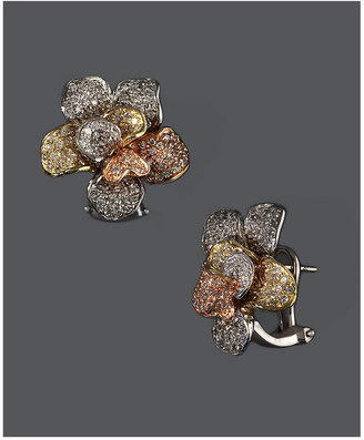Trio by EFFY Diamond Diamond Flower Stud Earrings (1-7/8 ct. t.w.) in 14k Rose Gold and White Gold