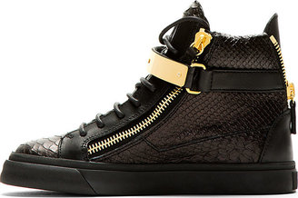 Giuseppe Zanotti SSENSE EXCLUSIVE Black Snakeskin London Sneakers