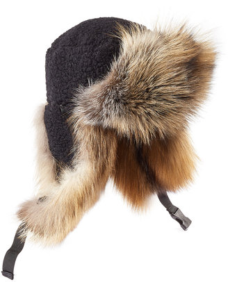 Preen by Thornton Bregazzi Sky Hat with Shearling and Fox Fur